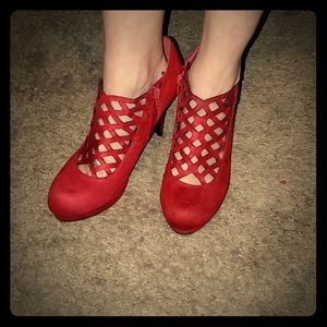 Impo Shoes, Red Suede Women’s Heels